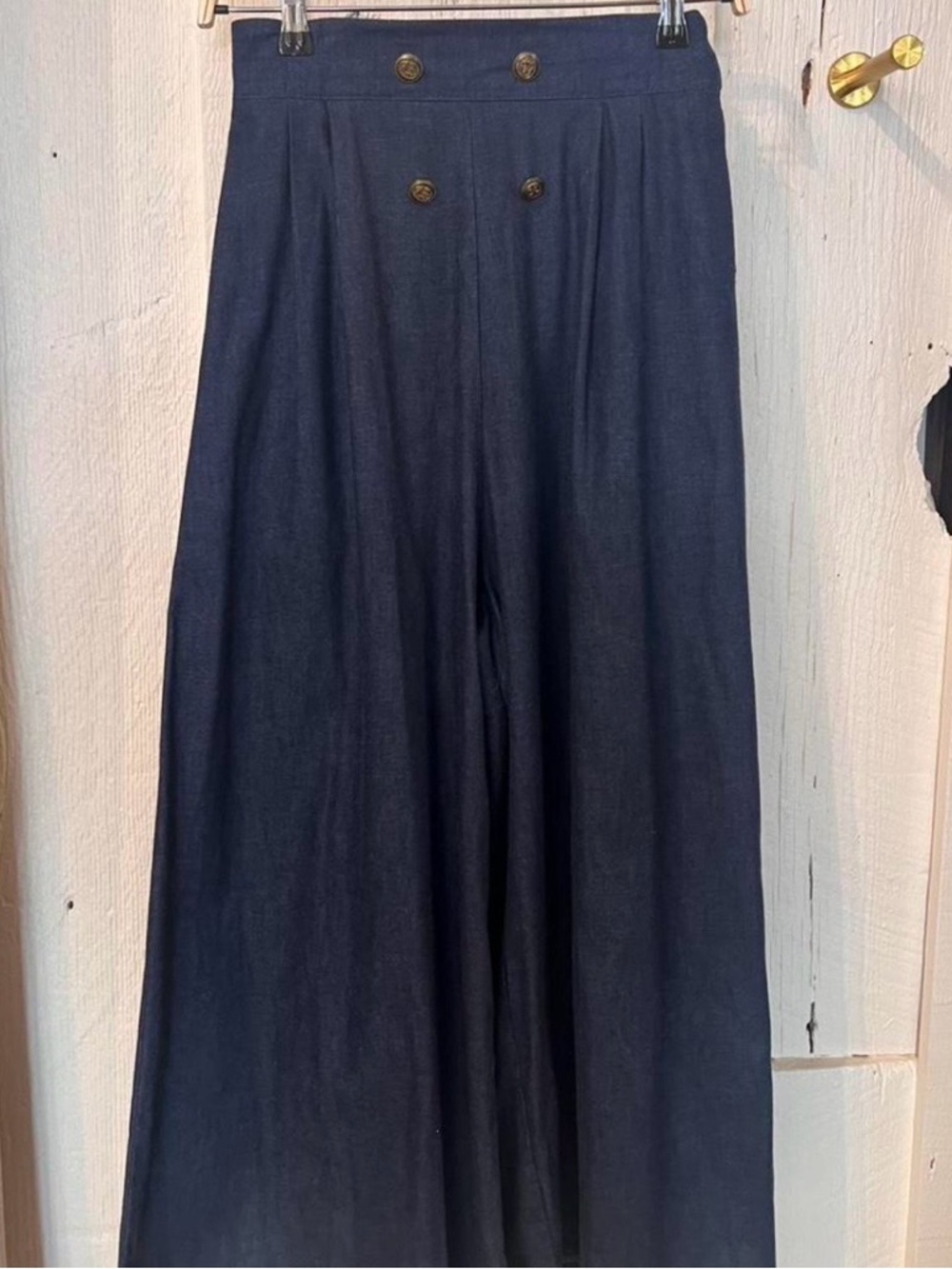 Vintage High-Waist Navy Wide Leg Trousers